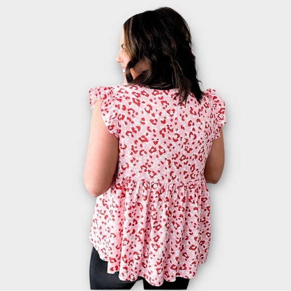 Hailey & Co Embroidered Ruffle Sleeve Baby Doll Top Small - Picture 2 of 10